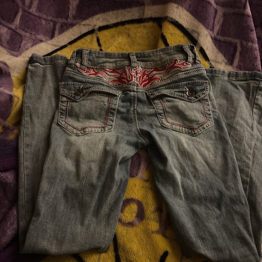 size 4 Ninth Hall Jeans with Red Accents